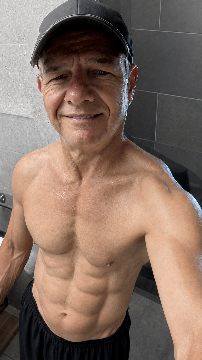 John smiling after training at 63